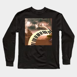 Wonderful curved piano on the beach Long Sleeve T-Shirt